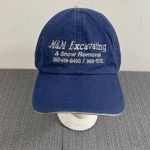 M&M Excavating & Snow Removal Baseball Hat Mens Adjustable Navy Blue Strapback